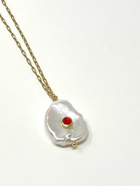 New Anthropologie Baroque Pearl Ruby Birthstone Necklace July